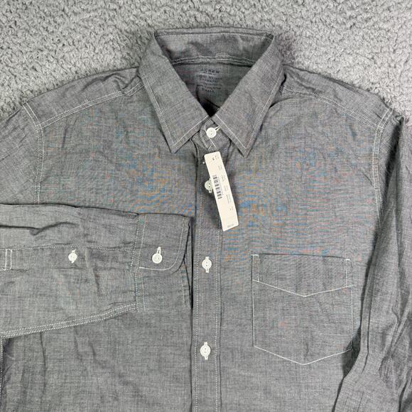 J Crew Shirt Mens Small Gray Lightweight Chambray Button Up Work Wear Pocket NEW - Picture 1 of 8